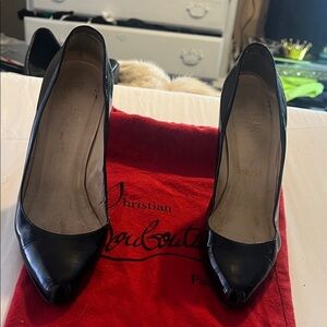 Christian Louboutin Black Patent Leather Pointed-Toe Pumps